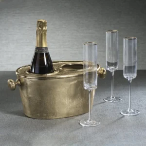 Raw Aluminum Two Bottle Wine Holder in Gold